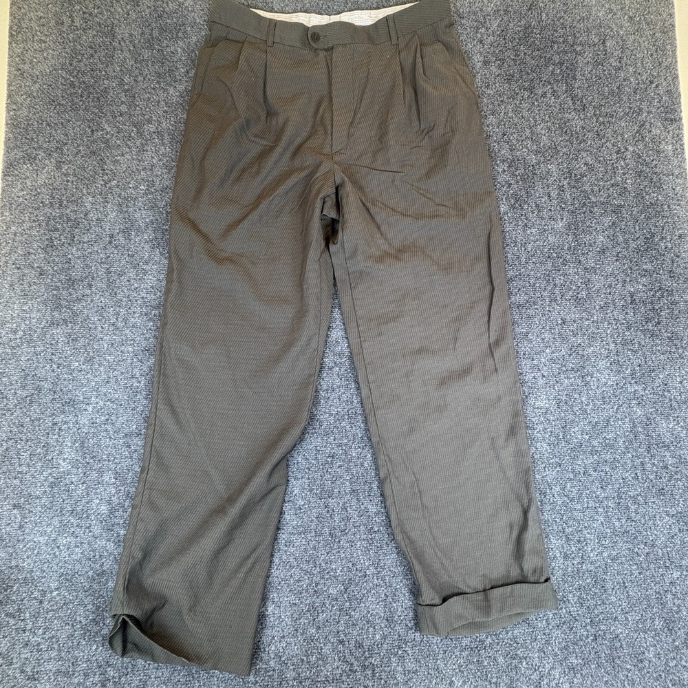 Zanella Bennett Dress Pants Mens 32x28.5 Gray Virgin Wool Pleated Straight Leg
